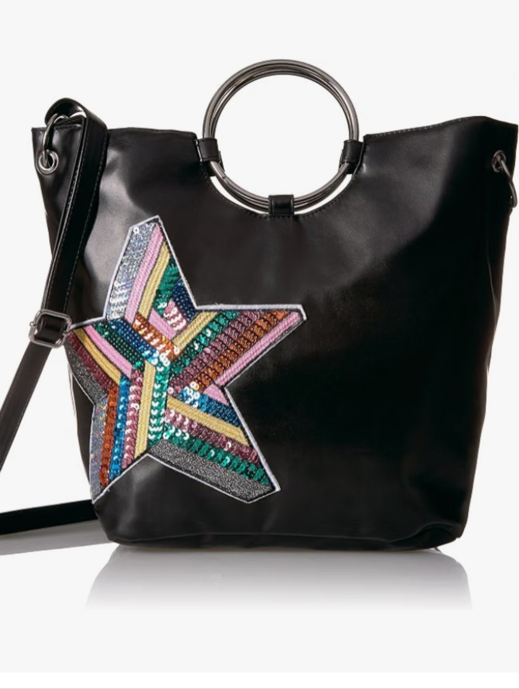 Sequin Star Tote Bag Black